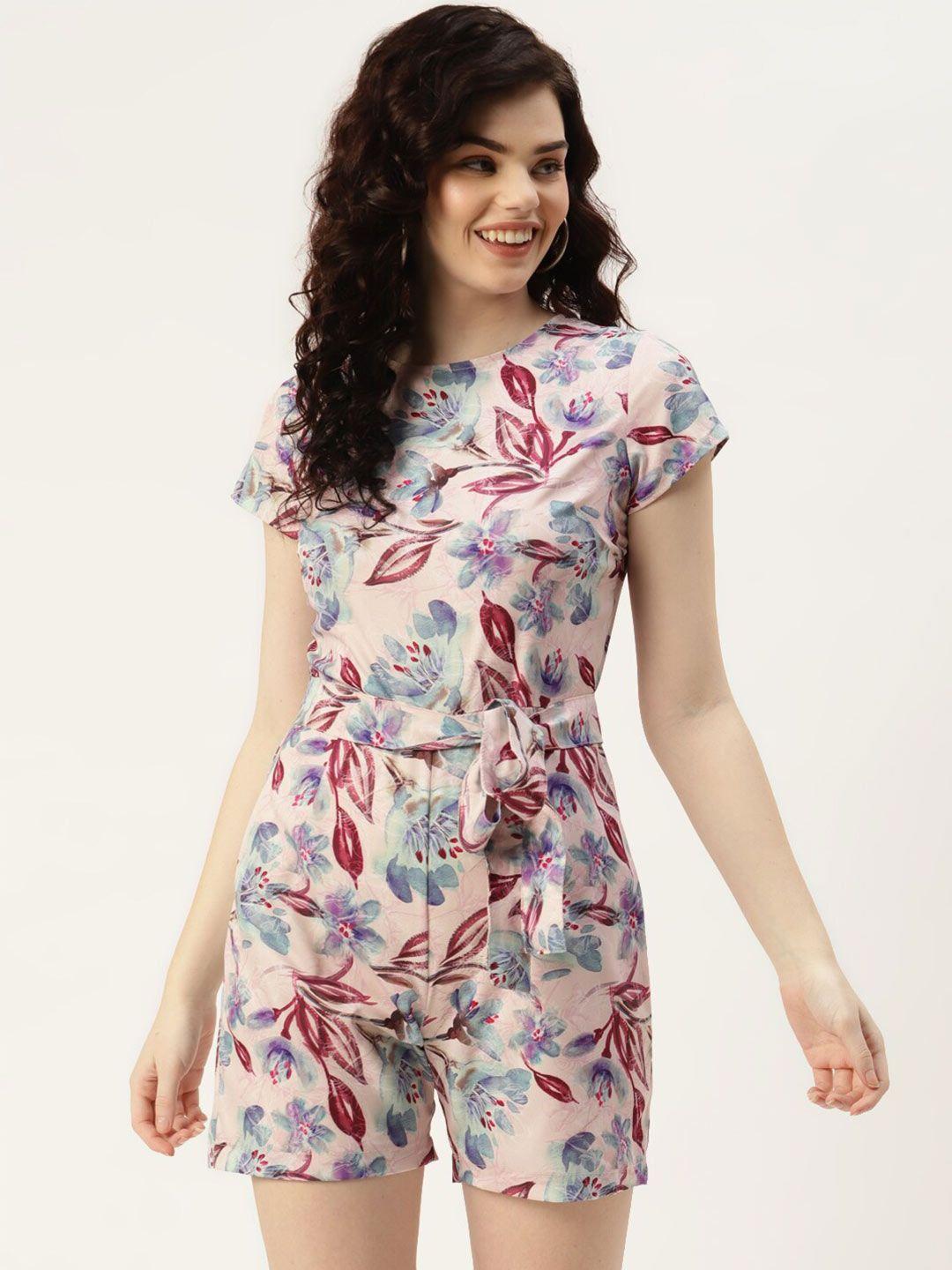 sleek-italia-round-neck-floral-printed-waist-tie-ups-playsuit-jumpsuit
