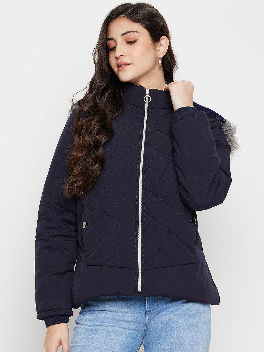 Cantabil Lightweight Faux Fur Trim Hooded Quilted Jacket