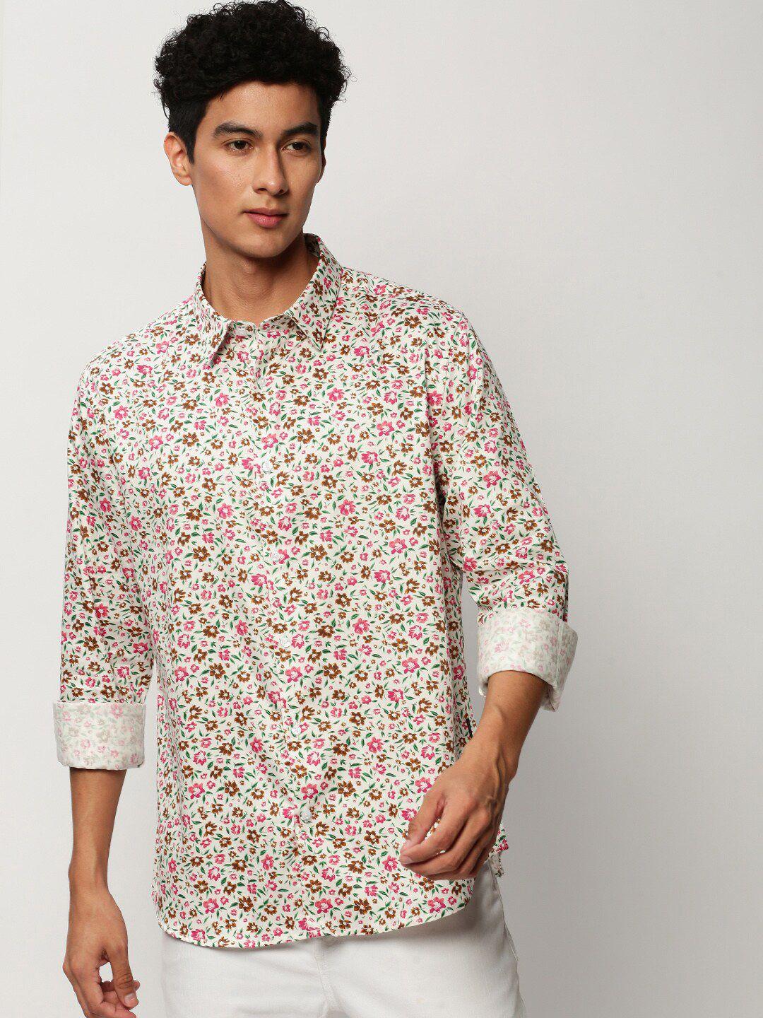 SHOWOFF Smart Slim Fit Floral Opaque Printed Cotton Casual Shirt