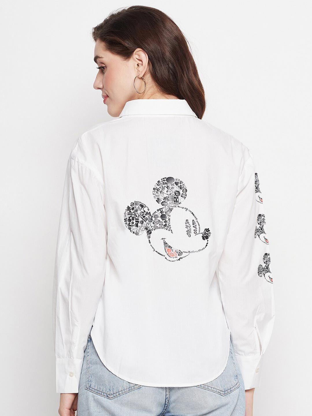 CAMLA Mickey Mouse Graphic Printed Cotton Crop Shirt