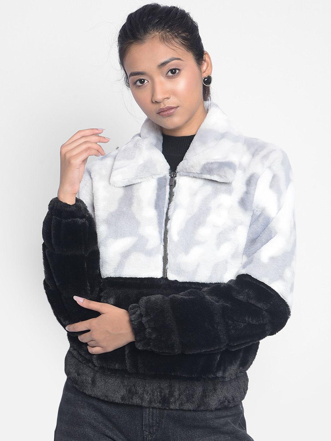 Crimsoune Club Faux Fur Trim Detail Lightweight Crop Colorblocked Puffer Jacket