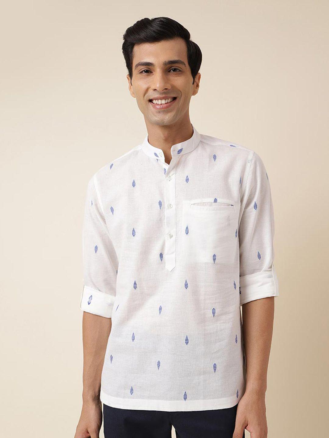 fabindia-geometric-printed-cotton-mandarin-collar-slim-fit-opaque-casual-shirt