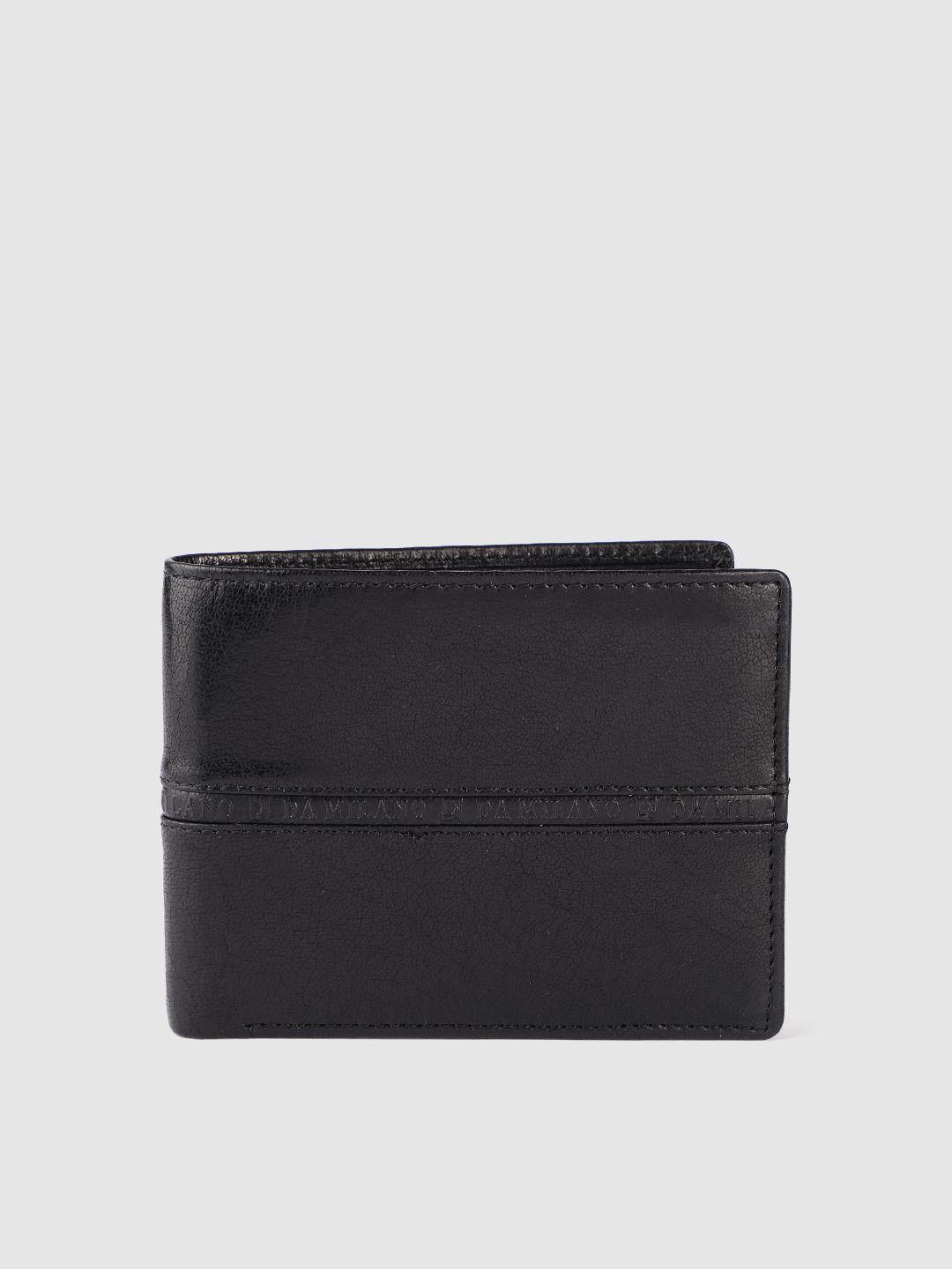 Da Milano Men Brand Logo Textured Leather RFID Three Fold Wallet
