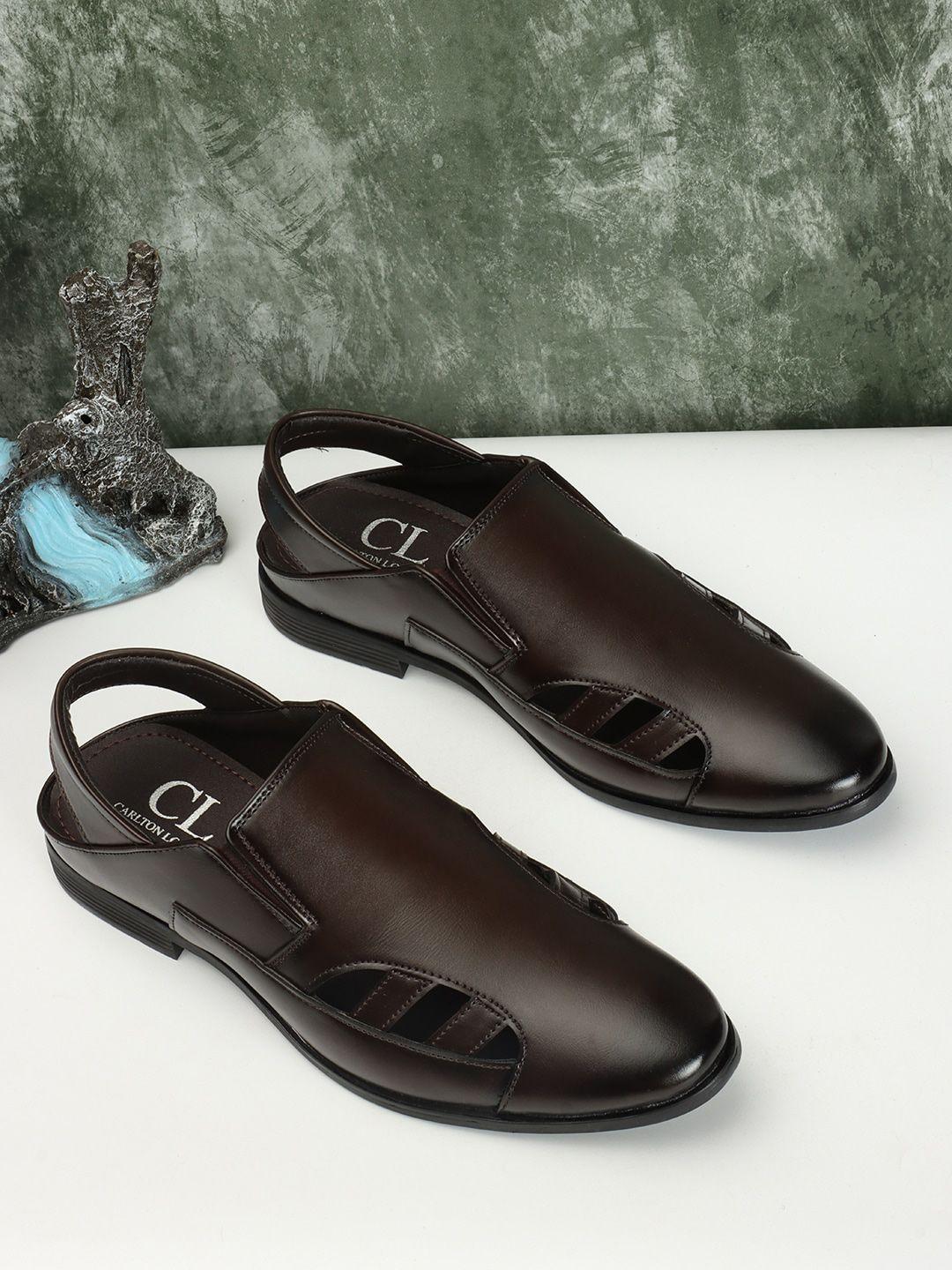 Carlton London Men Cut-Out Detail Shoe-Style Sandals