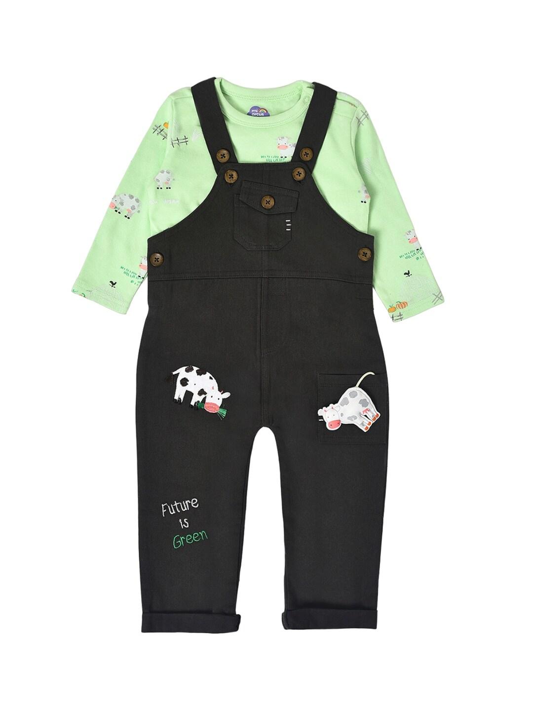 MiArcus Infants Pure Cotton Straight Leg Dungarees With T-Shirt