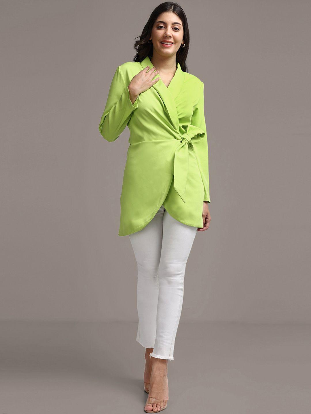 iki chic Green Shawl Collar Front-Open Comfort-Fit Blazers