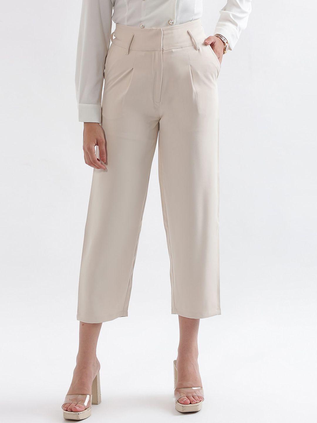 CENTRESTAGE Women High-Rise Pleated Straight Fit Cropped Culottes