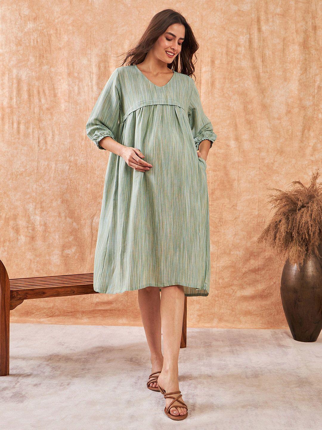 the-kaftan-company-striped-maternity-a-line-dress