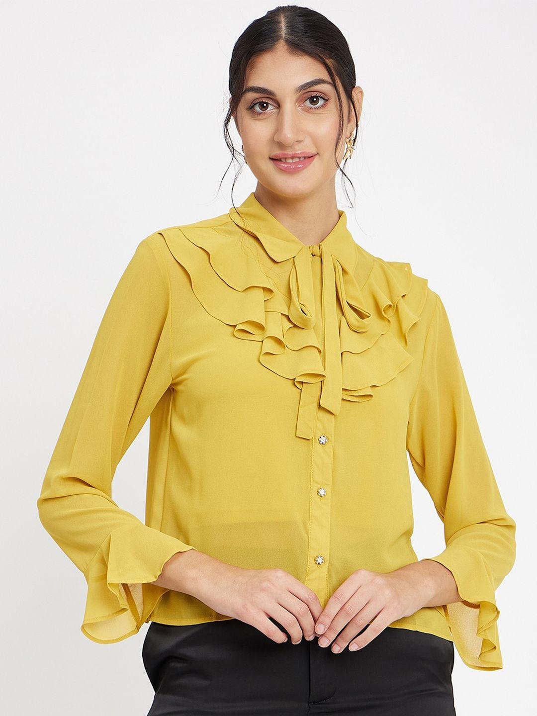 Madame Tie-Up Neck Bell Sleeve Shirt Style Top