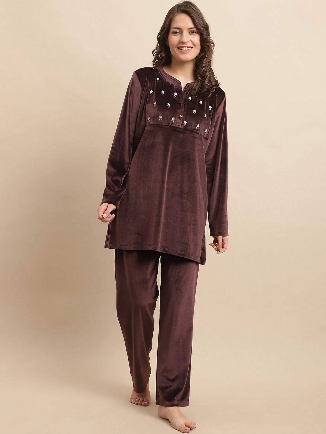 Kanvin Floral Embroidered Night suit