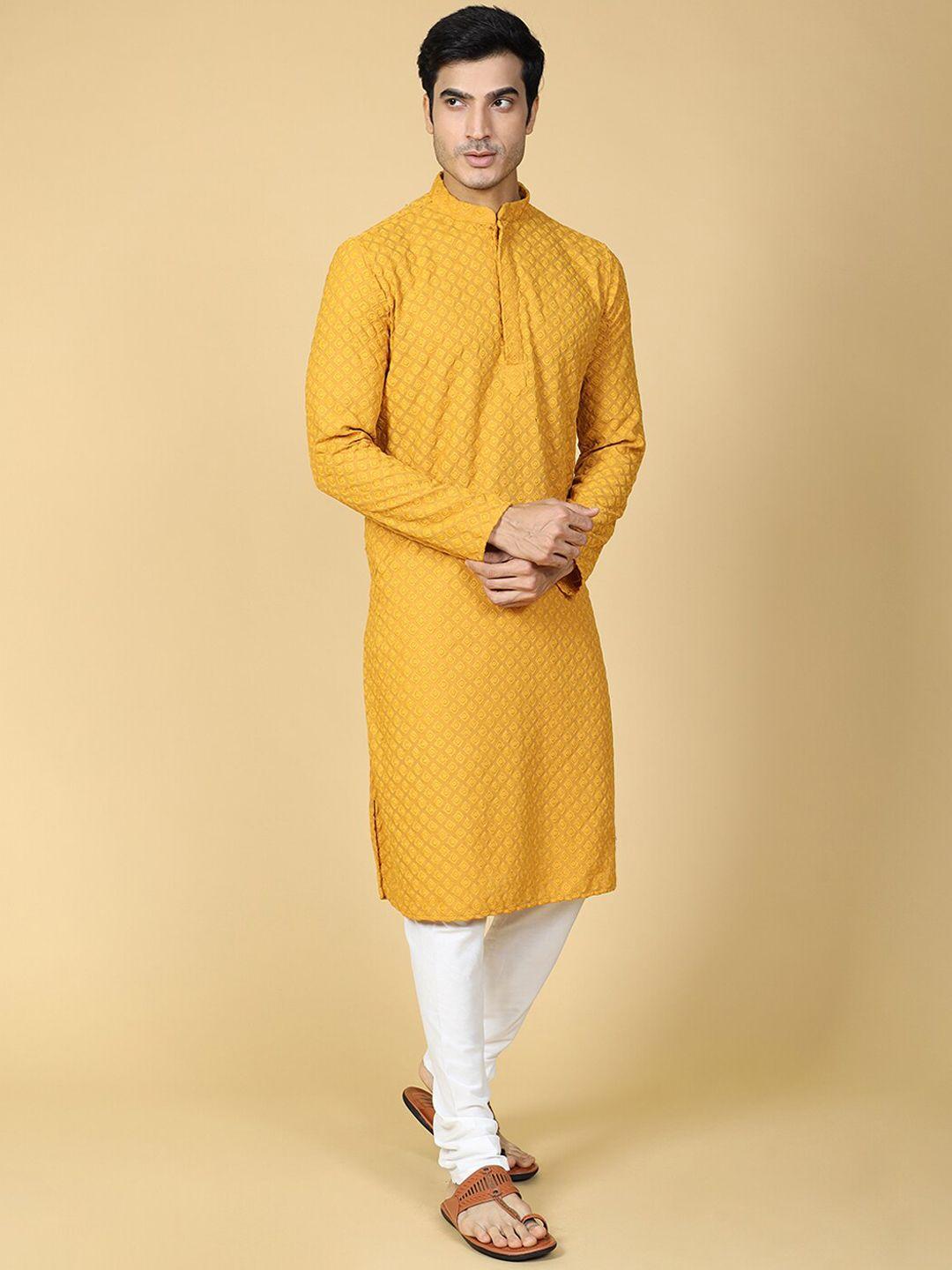 tabard-geometric-embroidered-regular-pure-cotton-kurta-with-churidar