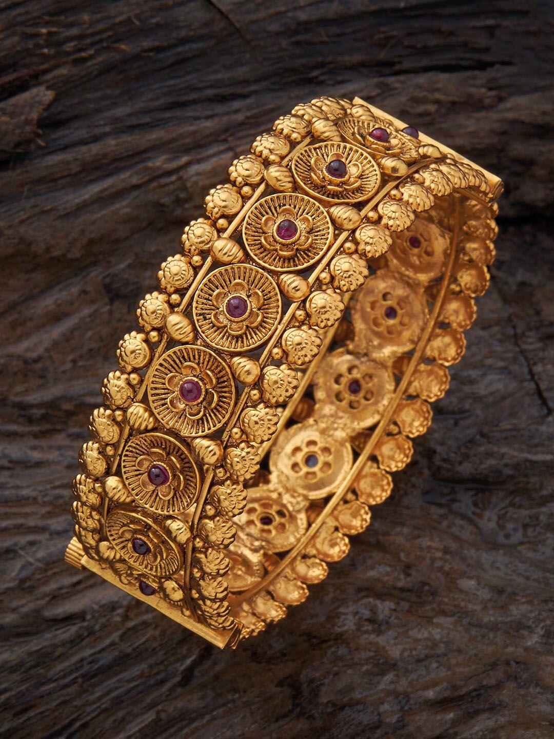 kushal's-fashiojewellery-gold-plated-ad-studded-antique-bangles