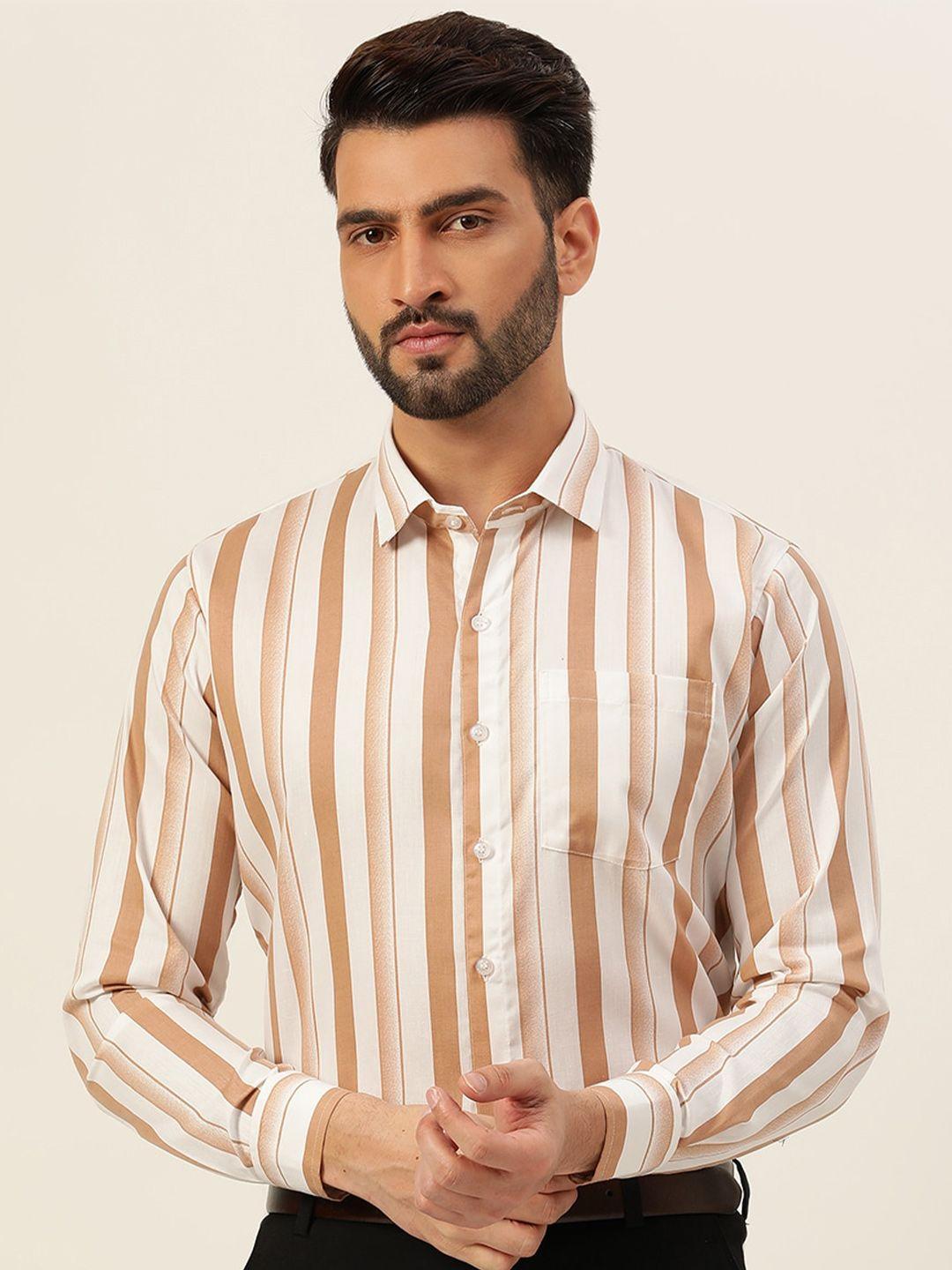 JAVINISHKA Striped Cotton Classic Slim Fit Opaque Formal Shirt