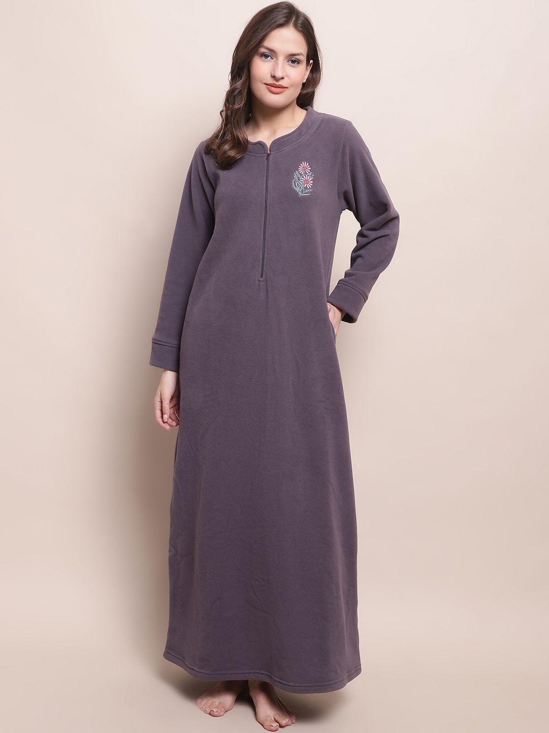 kanvin-purple-embroidered-fleece-maxi-nightdress