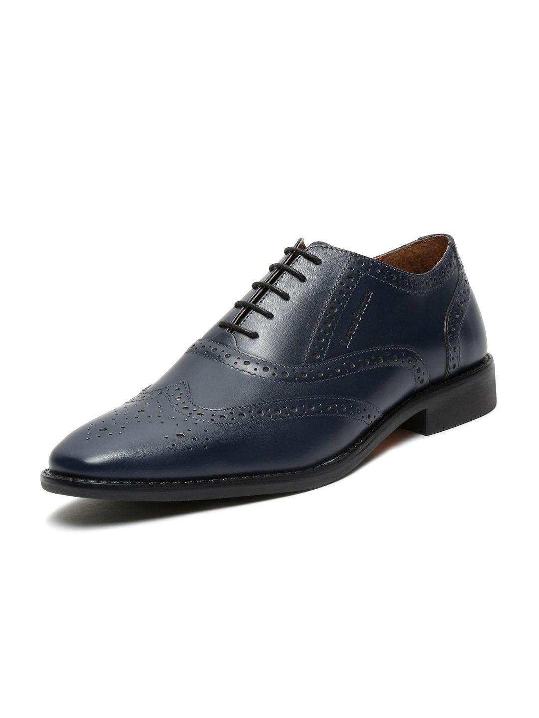 LOUIS STITCH Men Textured Leather Formal Brogues