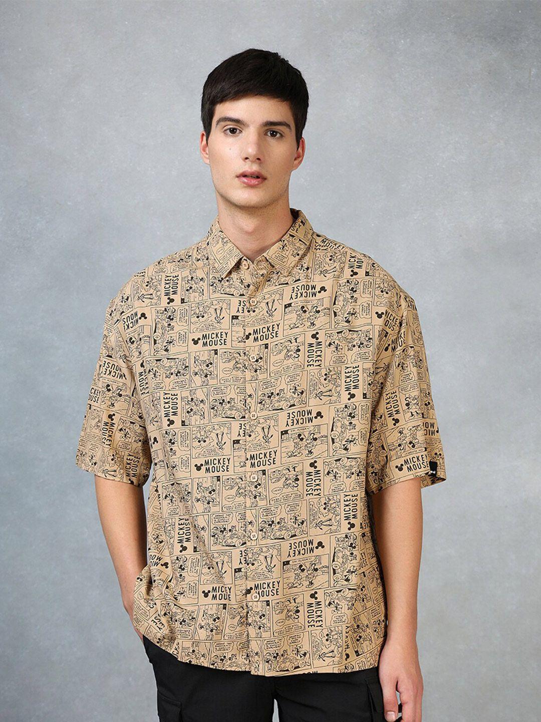 bewakoof-mickey-mouse-printed-oversized-casual-shirt