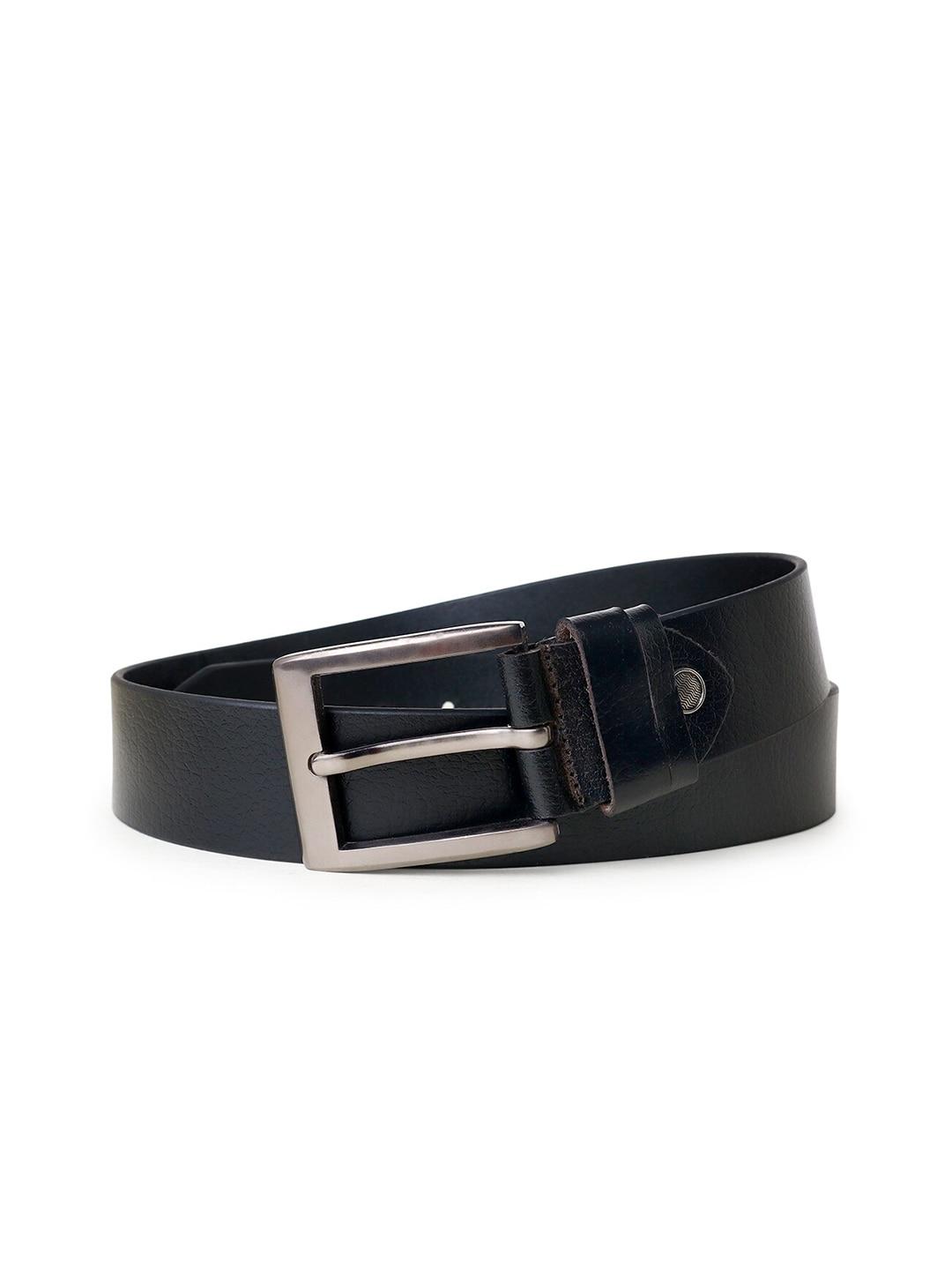 The Roaster Lifestyle Co. Men Black Textured Wide Leather Belts