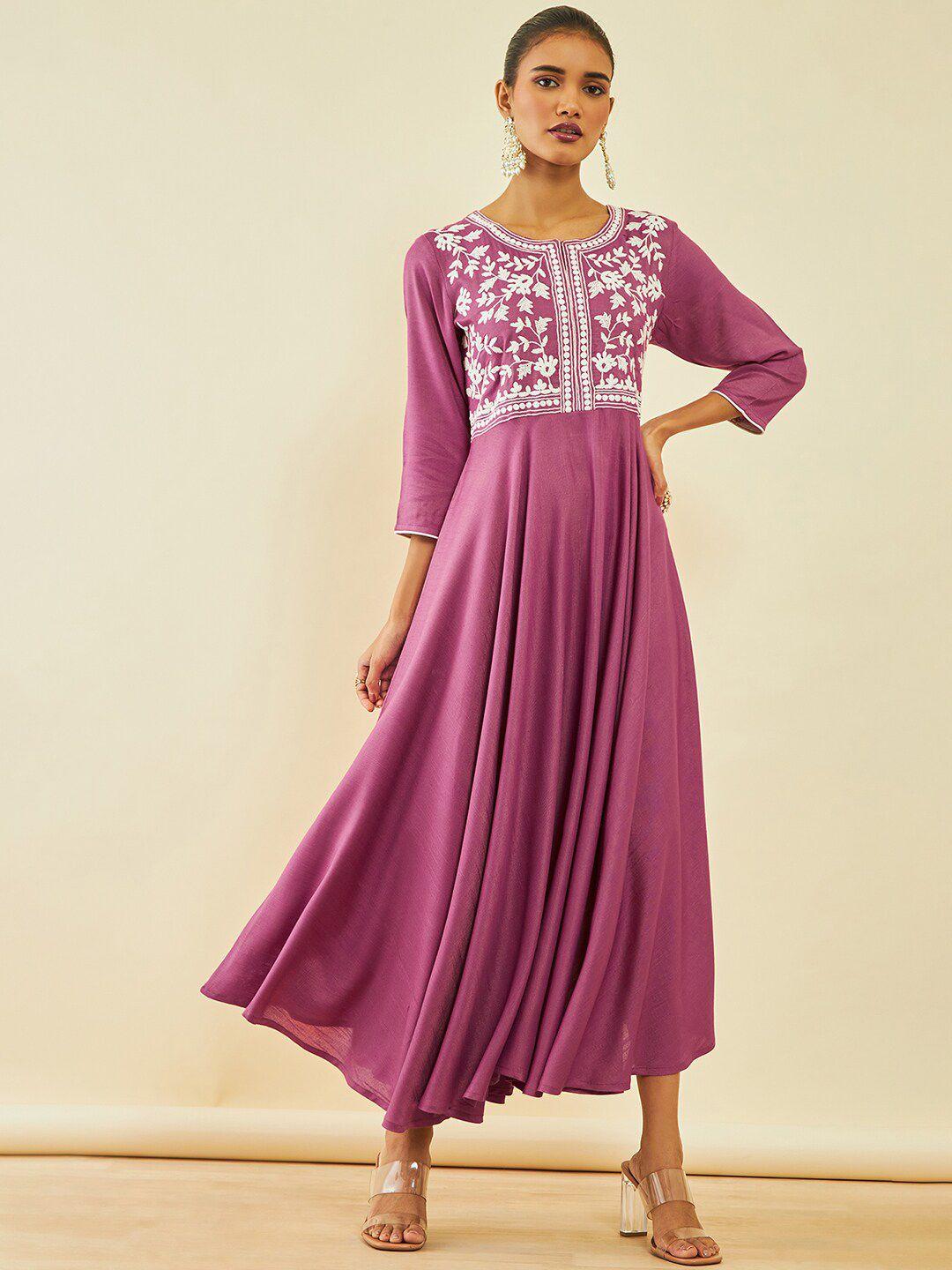 soch-floral-embroidered-fit-&-flare-maxi-ethnic-dress