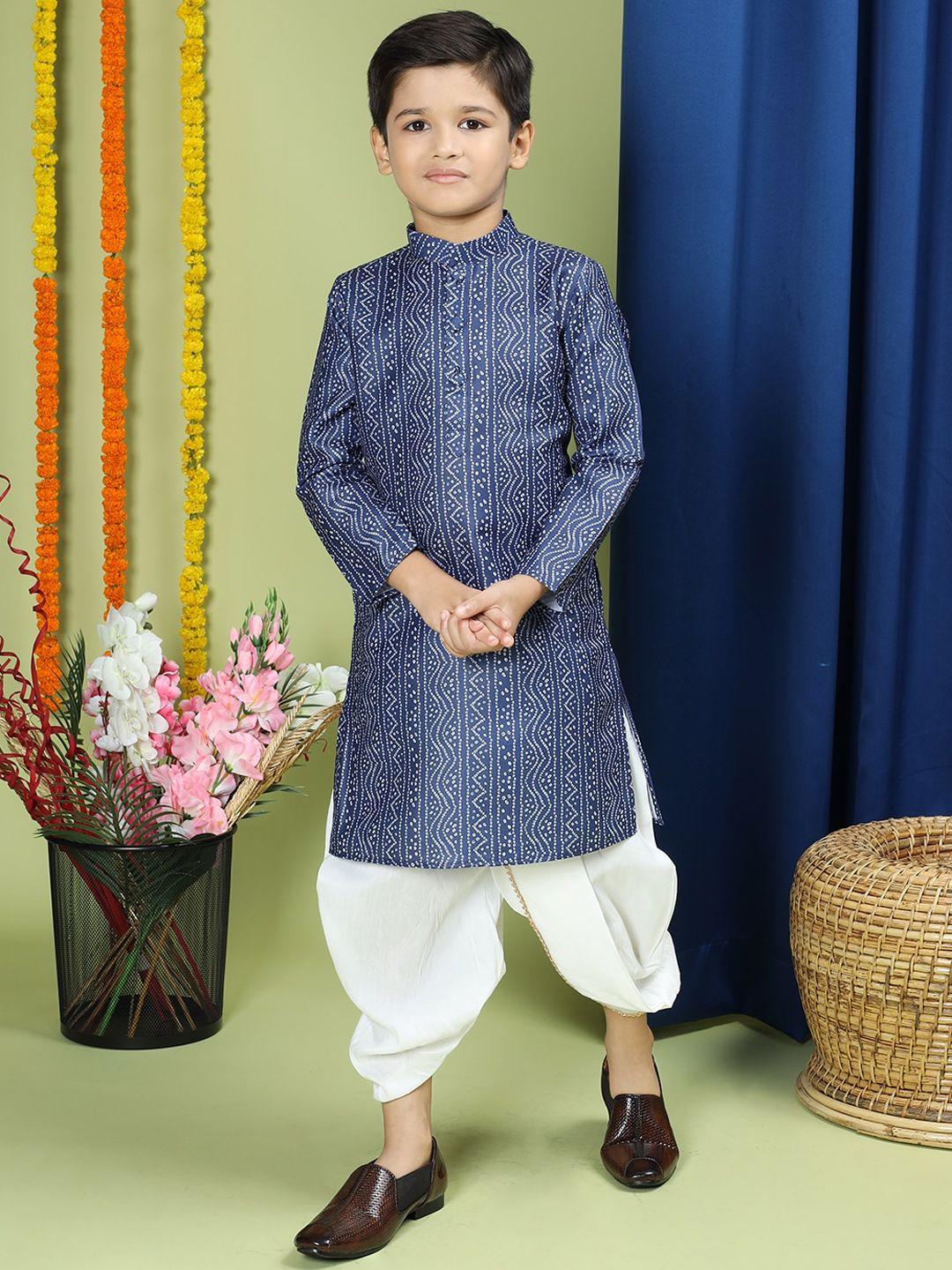 tabard-boys-bandhani-printed-pure-cotton-kurta-with-dhoti-pants