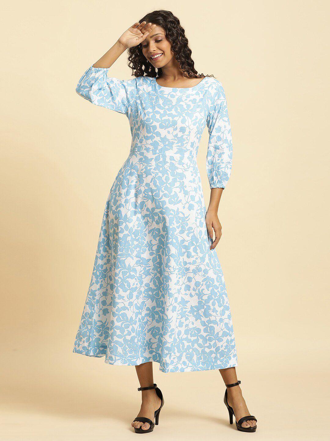 w-floral-printed-cotton-a-line-midi-dress