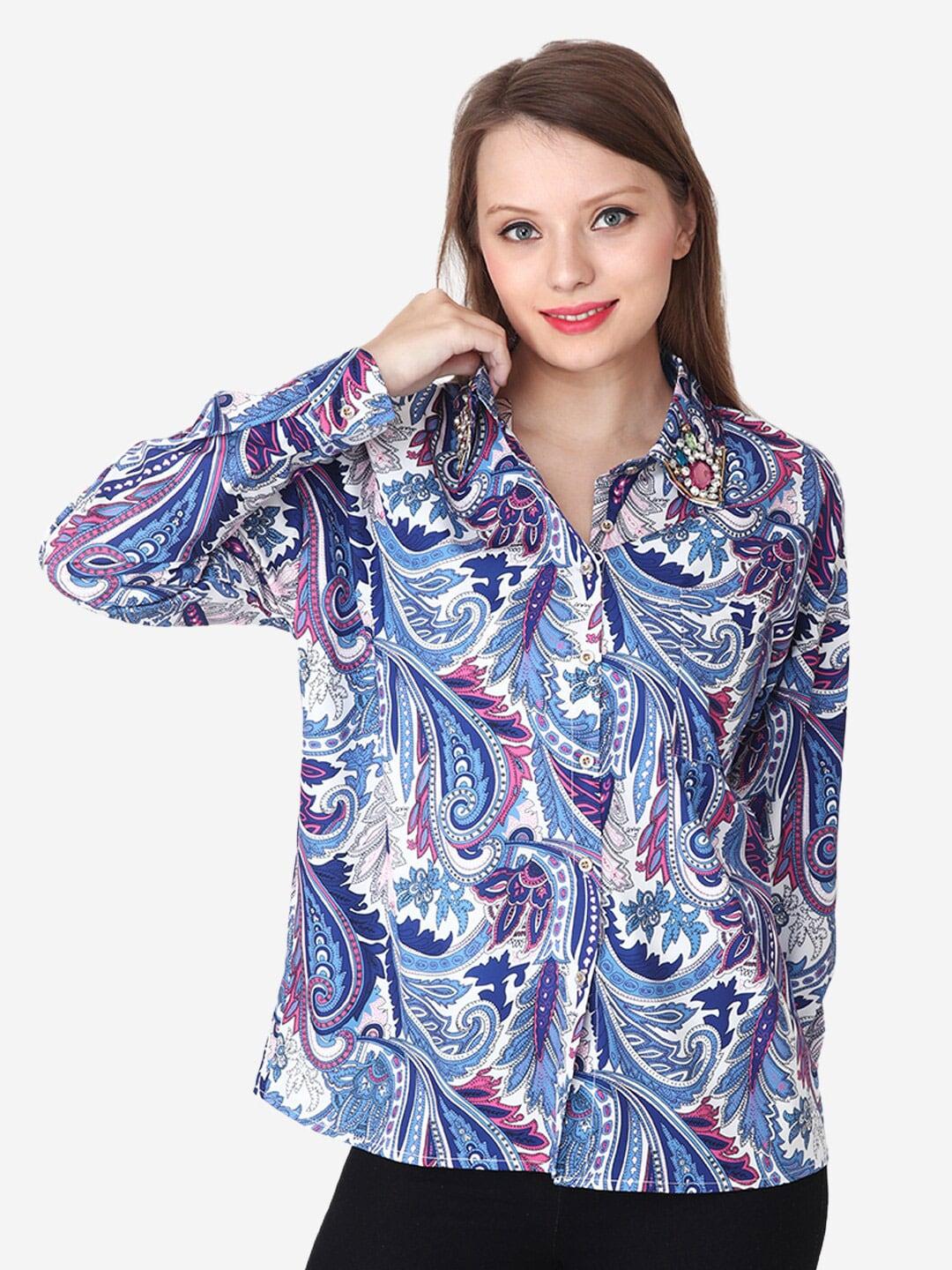 Albion Classic Abstract Printed Spread Collar Casual Shirt