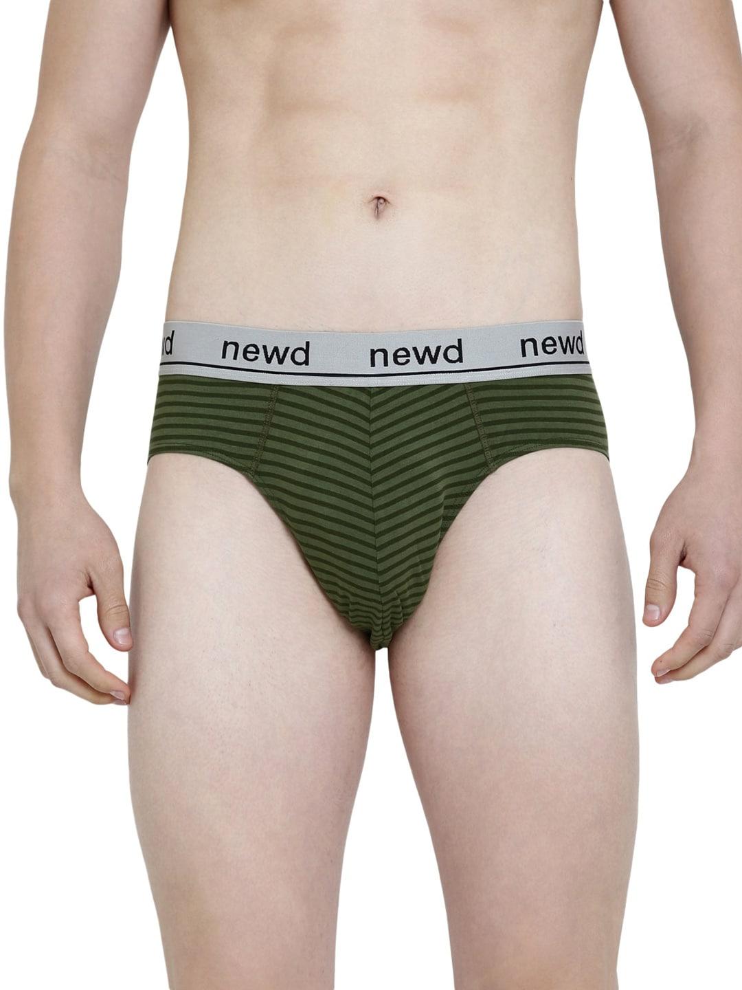 NEWD Striped Logo-Band Briefs  NBP5-OLIVE-S