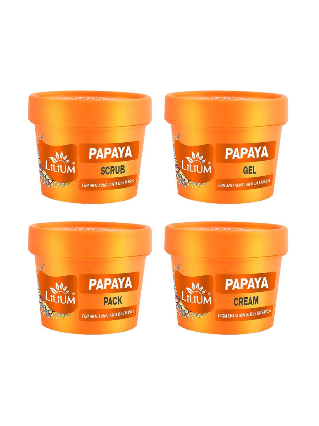 lilium-papaya-facial-scrub-gel-pack-cream-set-for-acne-&-blemishes---100g-each