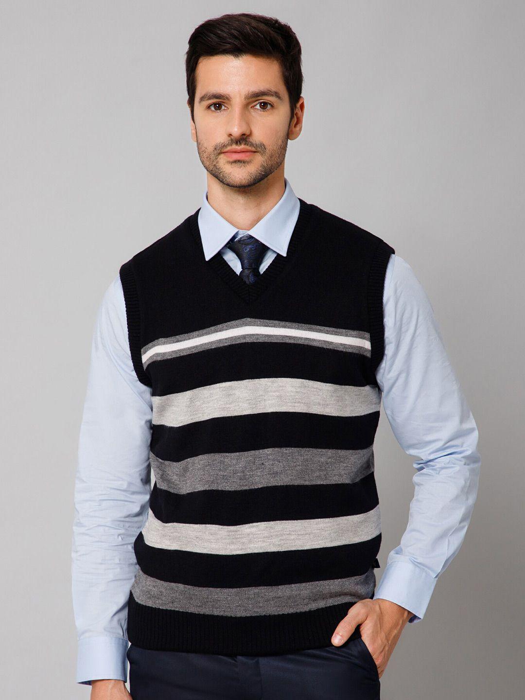 Cantabil V-Neck Striped Reversible Acrylic Sweater Vest