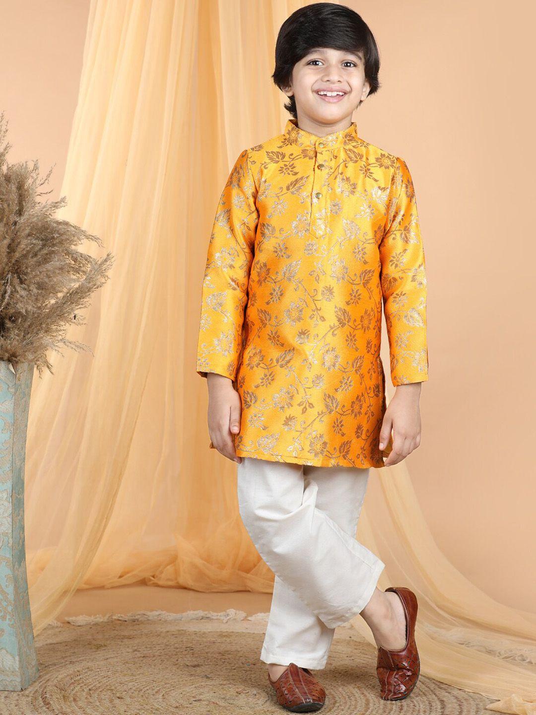 cutiekins-boys-ethnic-motifs-woven-design-straight-kurta-with-pyjamas