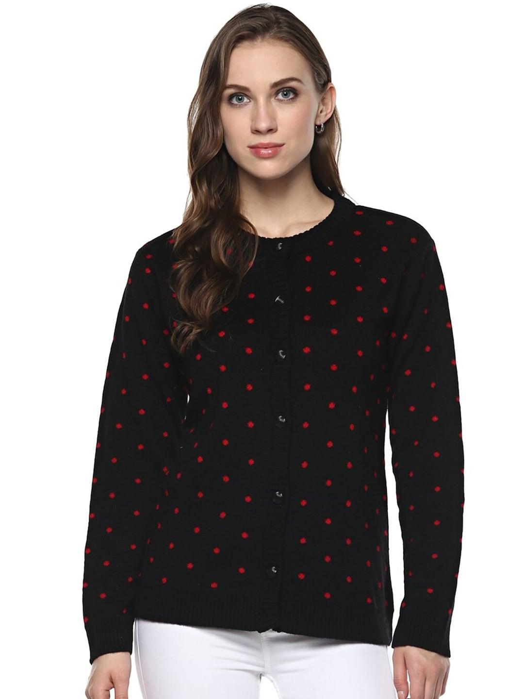 modeve-women-black-&-red-printed-cardigan