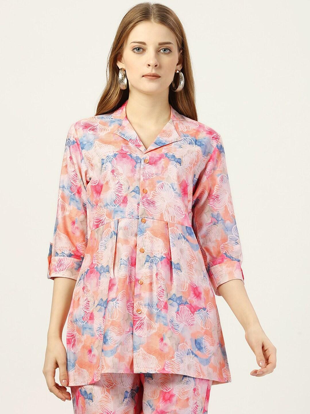 SEW YOU SOON Floral Printed Shirt Collar Shirt & Trousers Co-Ords