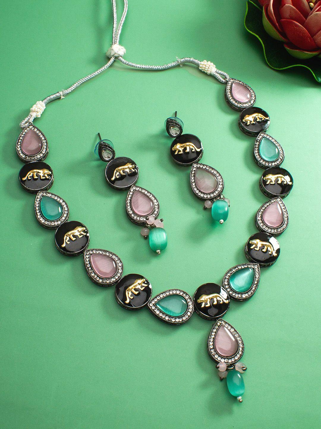 aadita Silver Kundan Stone Studded Jewellery Set