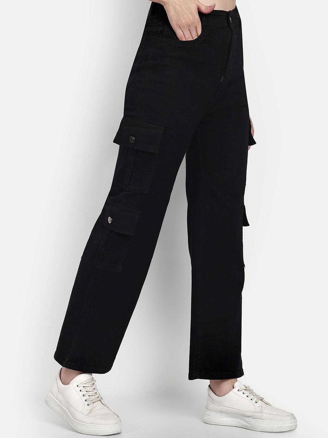 next-one-women-black-smart-wide-leg-high-rise-mildly-distressed-stretchable-jeans