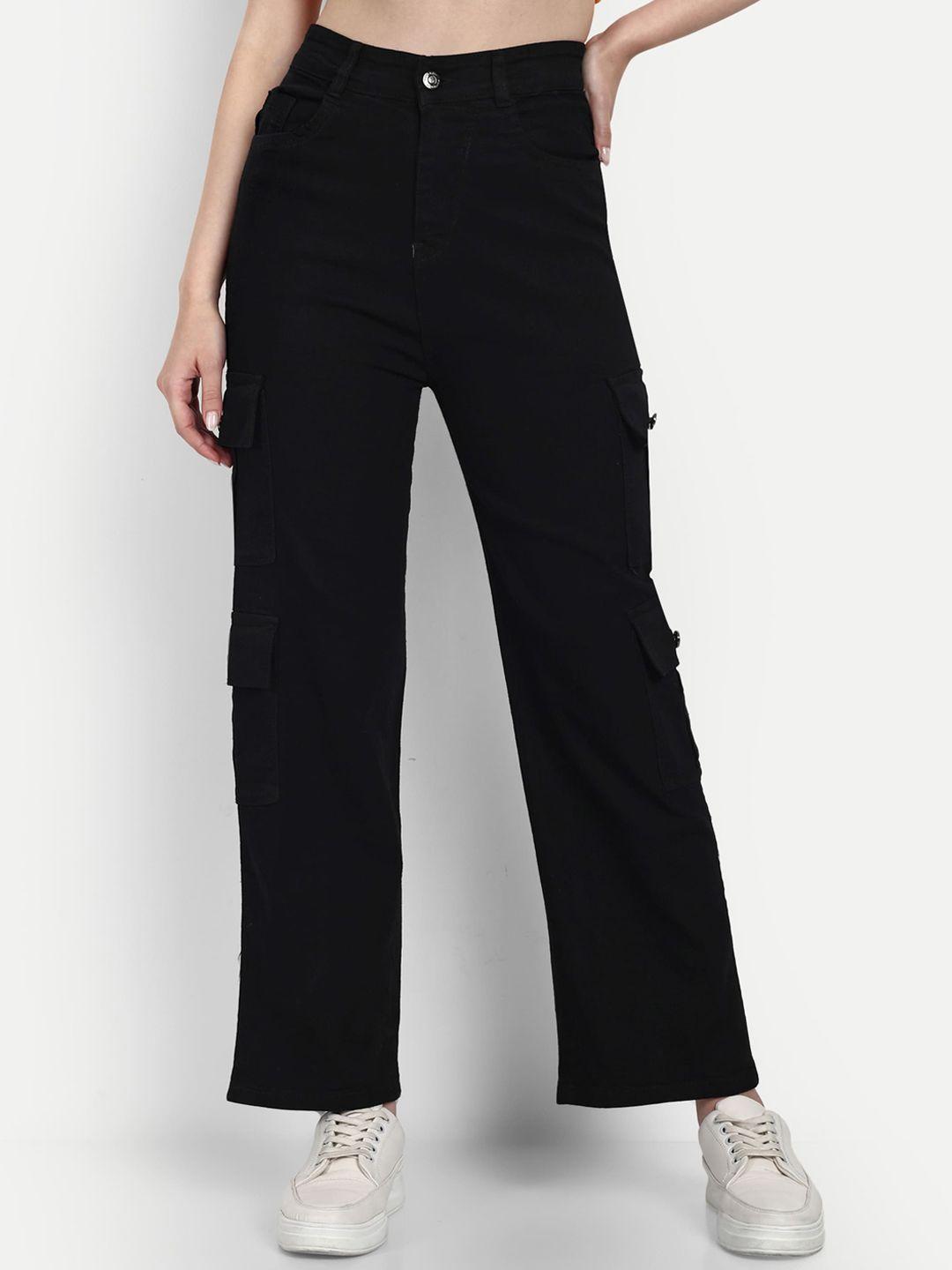 next-one-women-black-smart-wide-leg-high-rise-stretchable-jeans