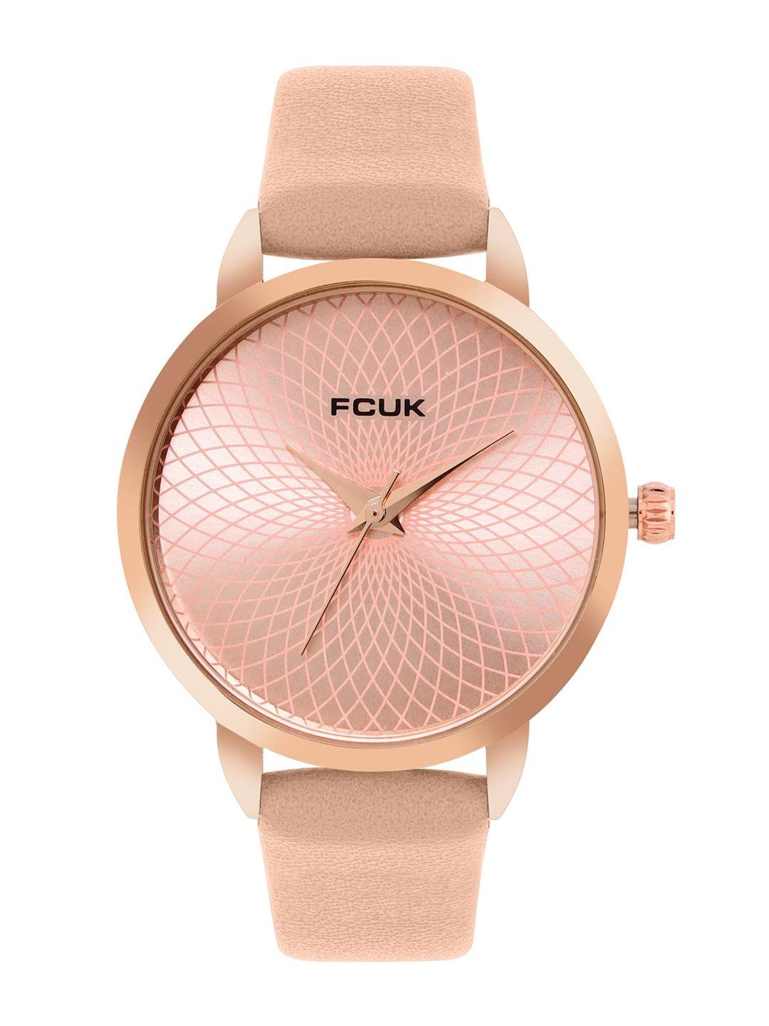 FCUK Women Printed Dial & Leather Straps Analogue Watch FK00023D
