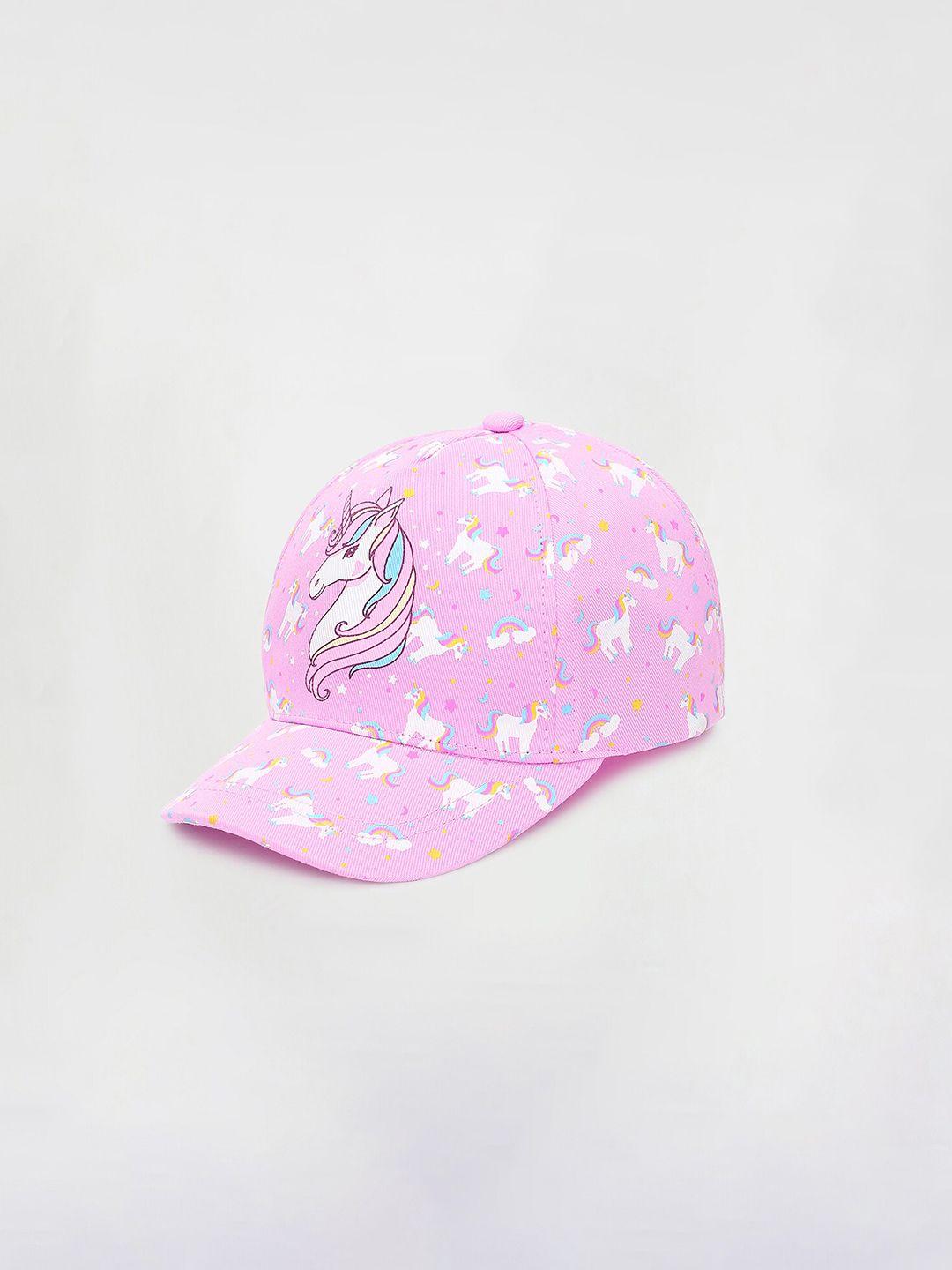 max Girls Pink & White Printed Baseball Cap