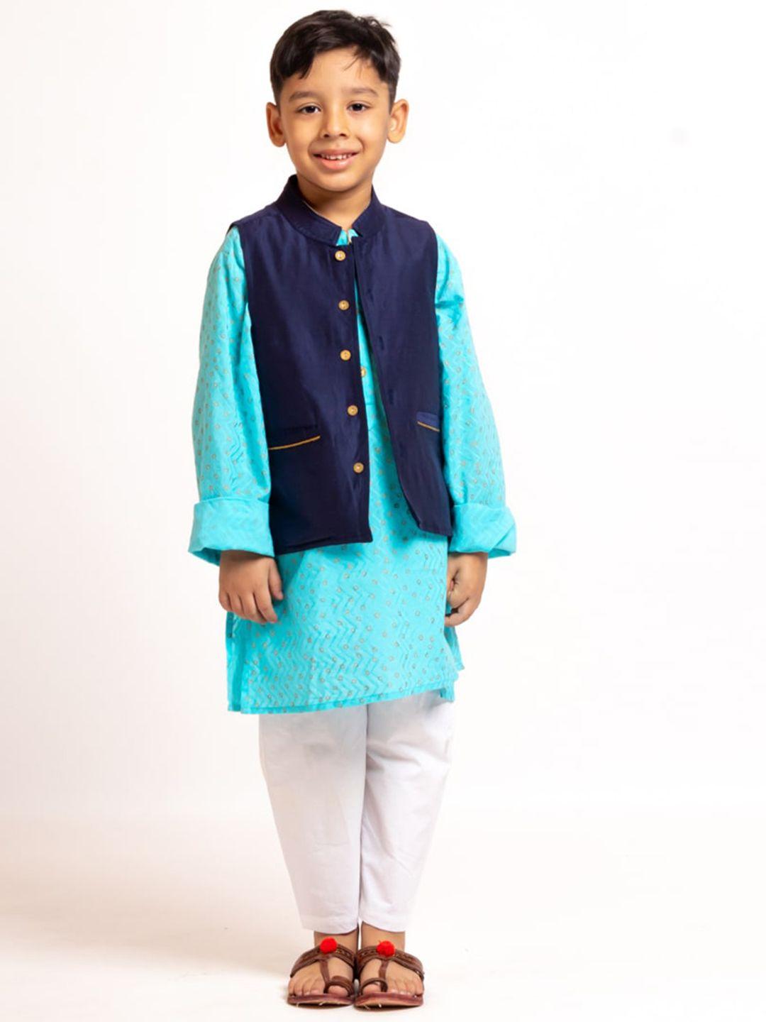 my-little-lambs-boys-bandhani-printed-mandarin-collar-pure-cotton-kurta-with-pyjamas