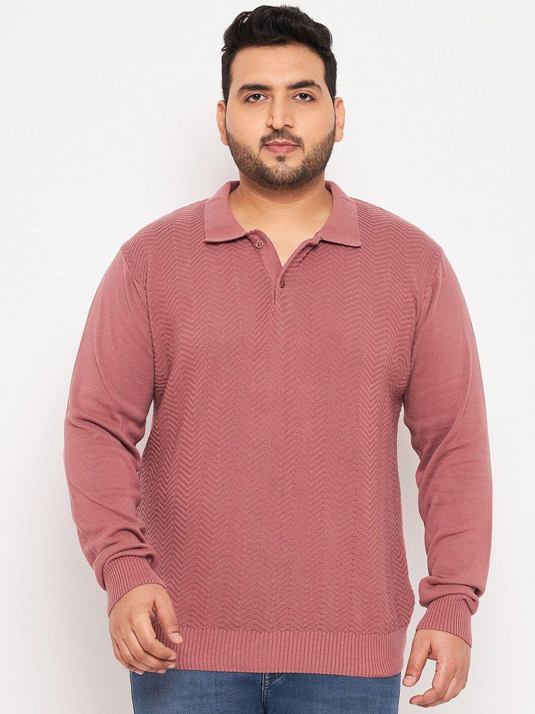 Club York Plus Size Self Design Shirt Collar Cotton Pullover Sweaters