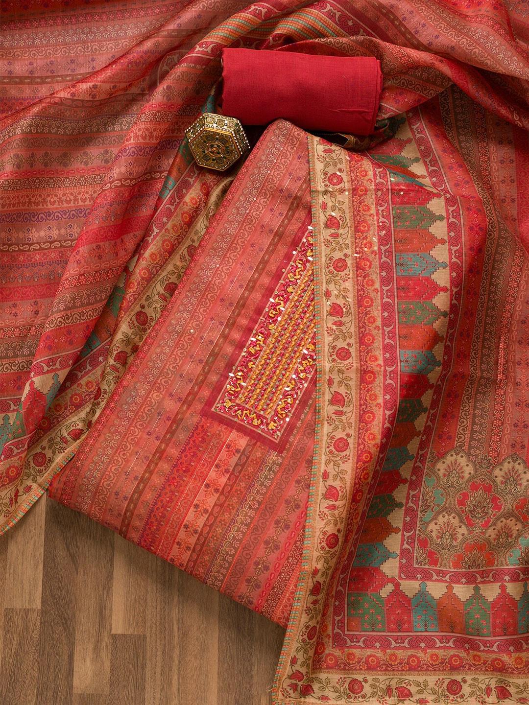 Koskii Ethnic Motifs Printed Unstitched Dress Material
