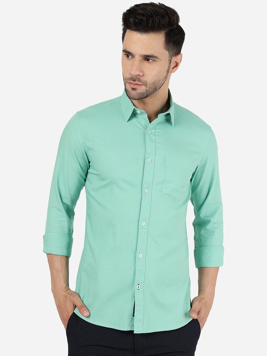 JADE BLUE Slim Fit Opaque Pure Cotton Casual Shirt