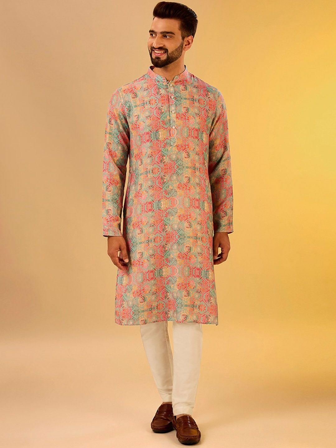 KISAH Floral Printed Straight Kurta with Trousers