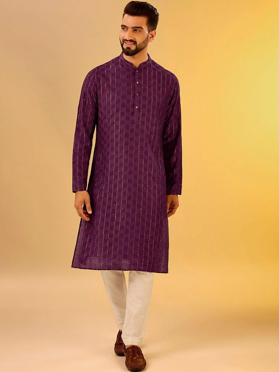 kisah-geometric-embroidered-regular-sequinned-kurta-kurta-with-pyjamas