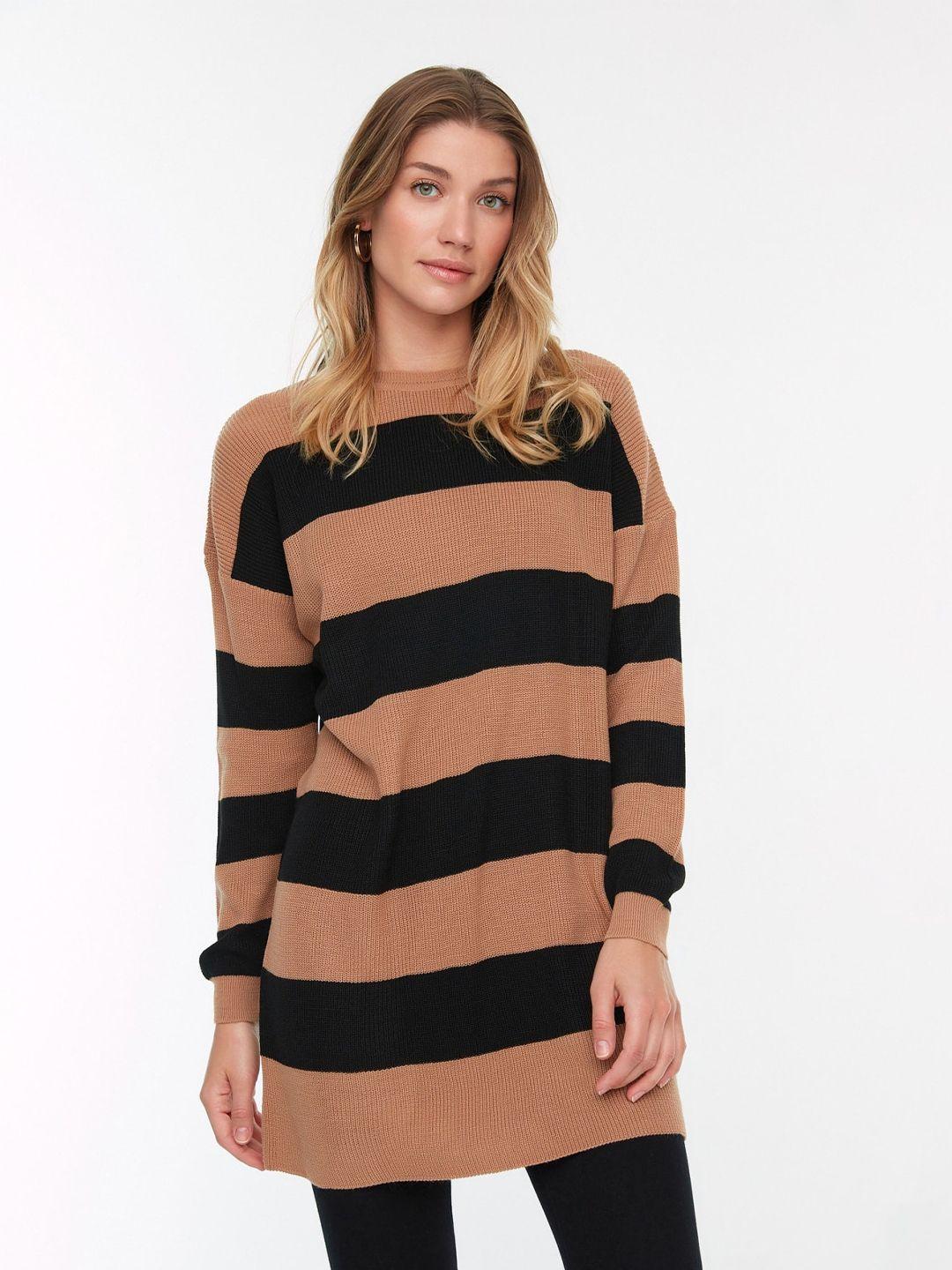 Trendyol Striped Acrylic Longline Pullover Sweaters
