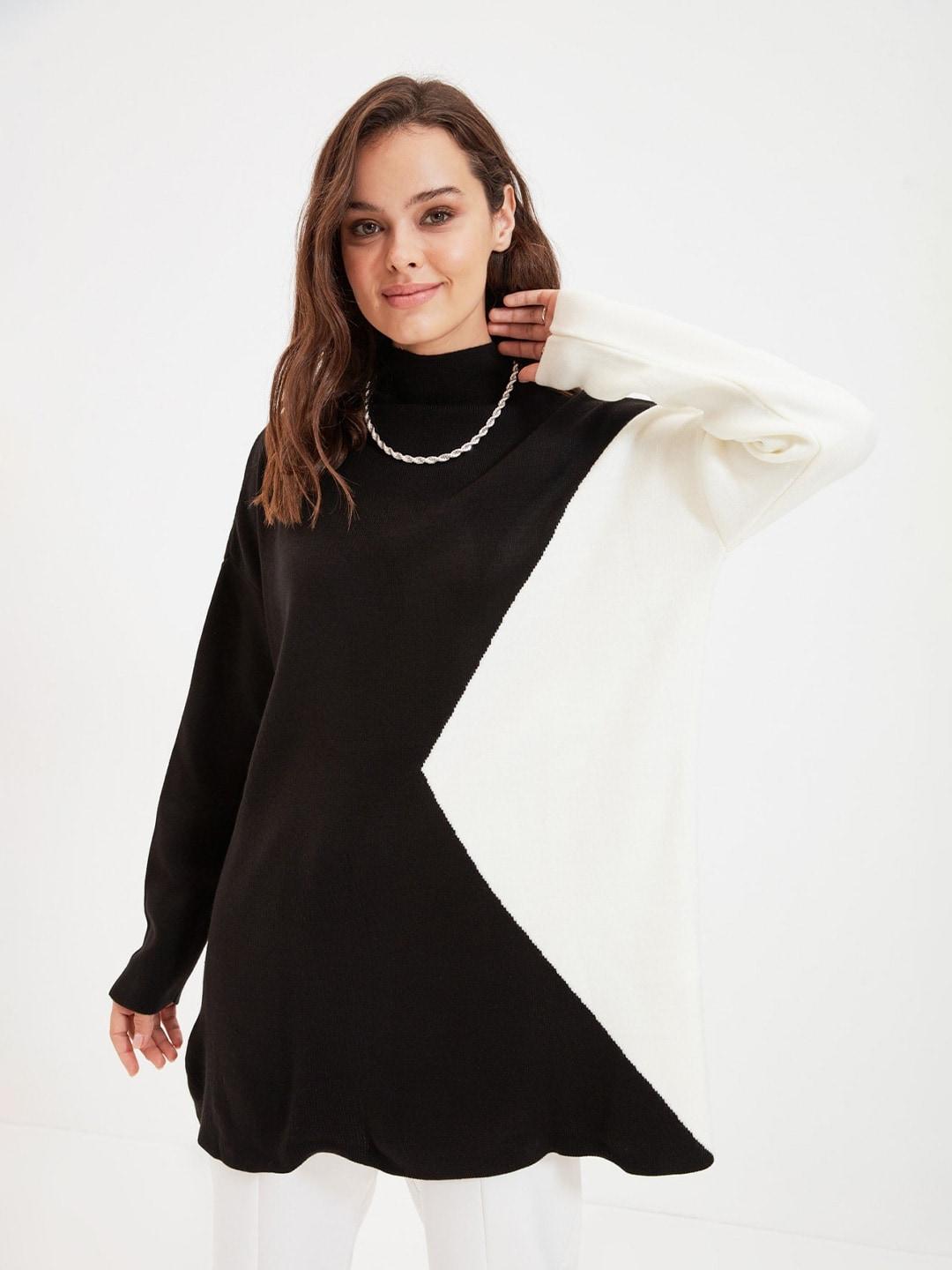 trendyol-colourblocked-high-neck-acrylic-pullover-sweater