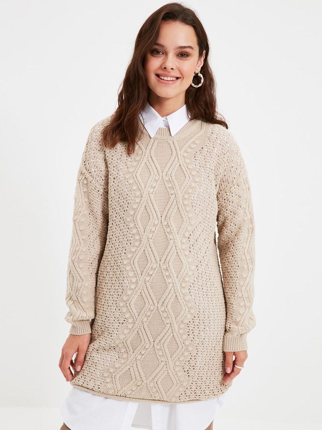 trendyol-cable-knit-pure-acrylic-longline-pullover