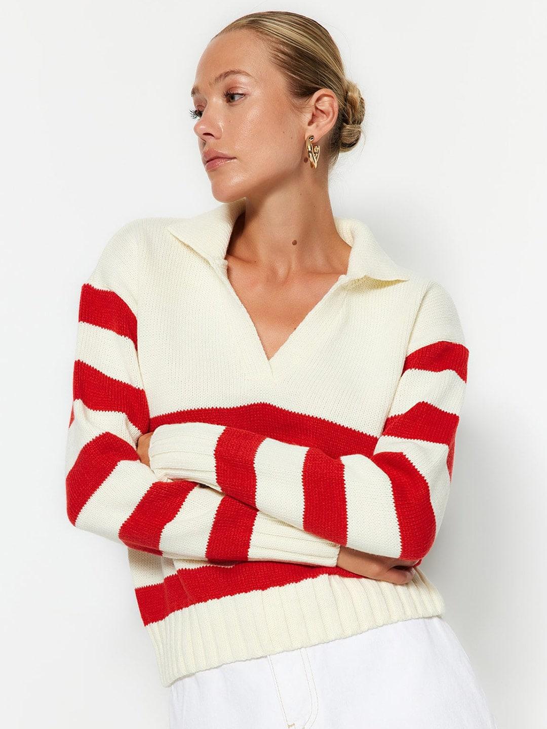 trendyol-striped-printed-long-sleeve-acrylic-pullover-sweaters