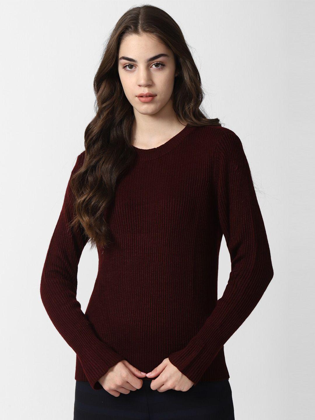 Van Heusen Woman Ribbed Round Neck Long Sleeves Acrylic Pullover