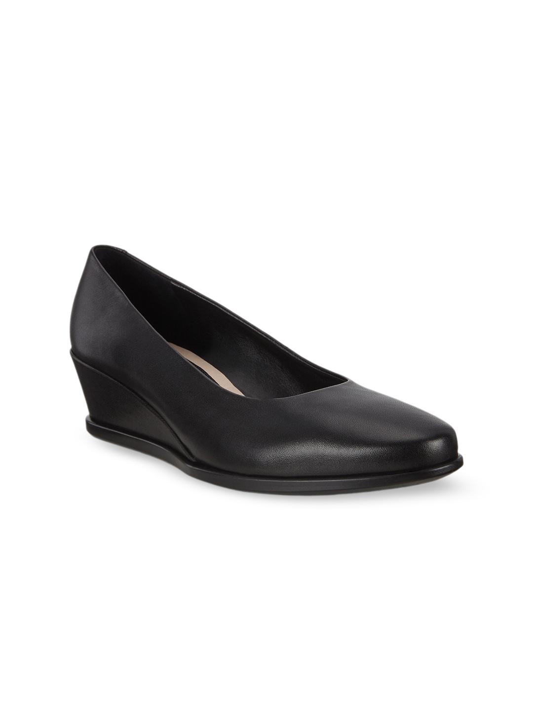 ECCO Leather Wedge Pumps With Closed Back