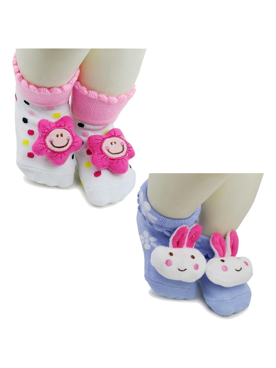BAESD Infants Pack Of 2 Patterned Anti-Skid Cotton Ankle Length Socks