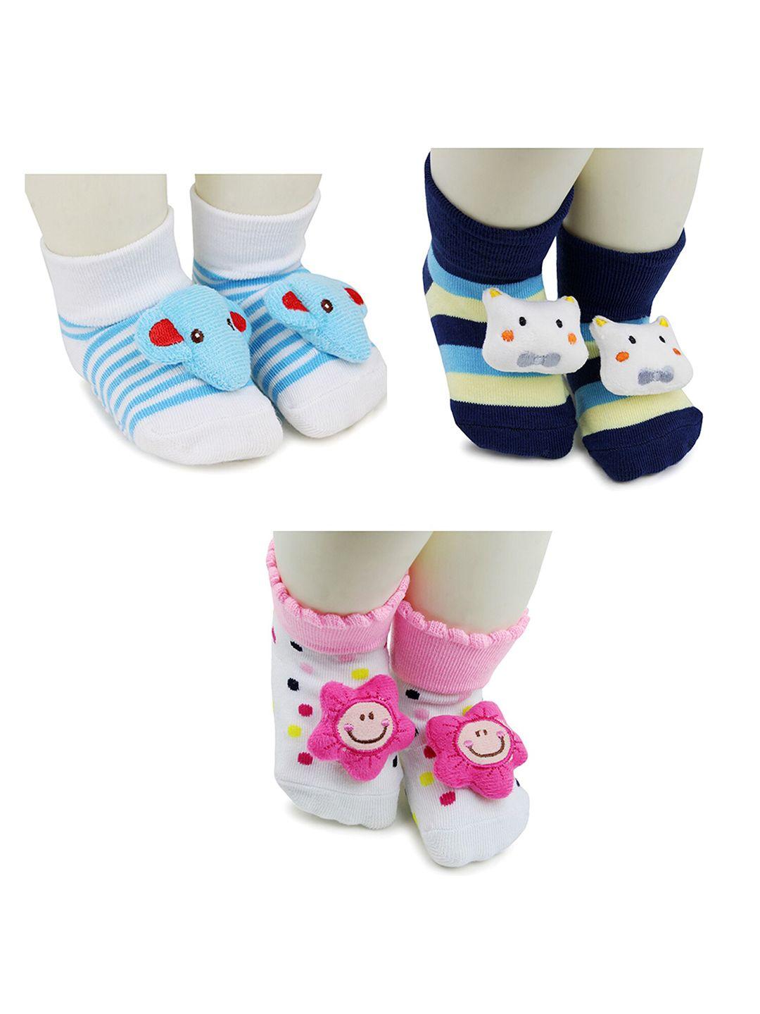 BAESD Infants Pack Of 3 Patterned Anti-Skid Ankle Length Socks